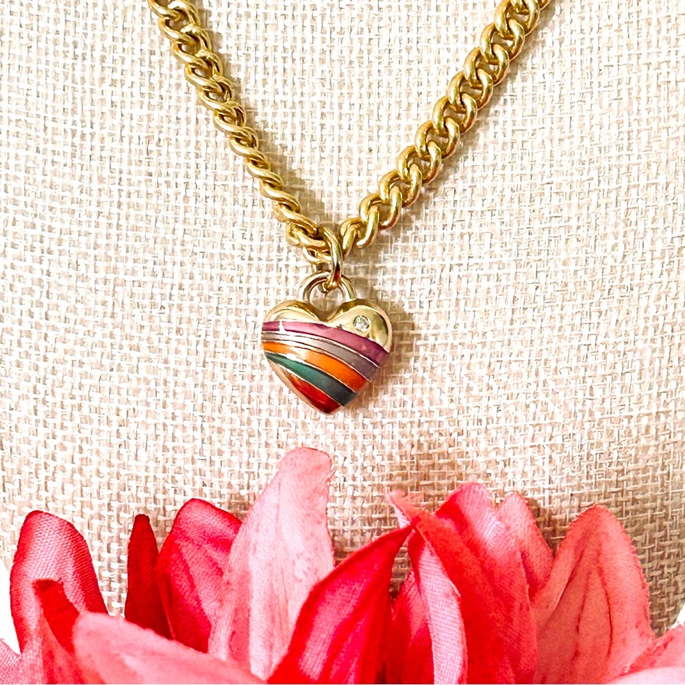 Coach Gold Heart Charm Pendant Necklace